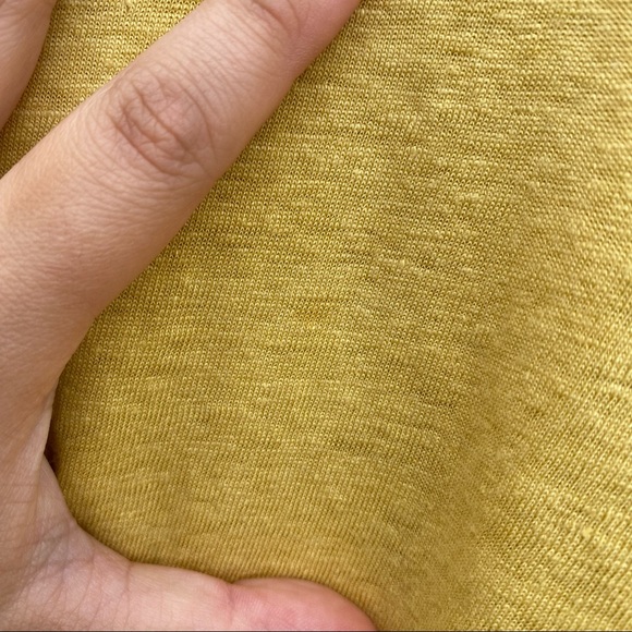 Eileen Fisher Dark Butter Yellow Linen Top with Pocket Accent - Picture 7 of 7